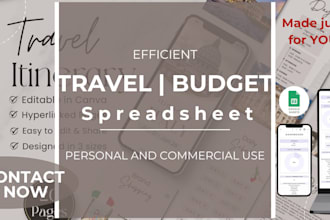 do travel planner guide, budget spreadsheet tracker planner, stan store digital