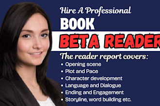 beta read and review fiction novel ,non fiction book and provide feedback