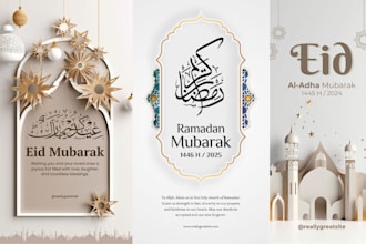 design ramadan and eid mubarak invitation and greeting cards