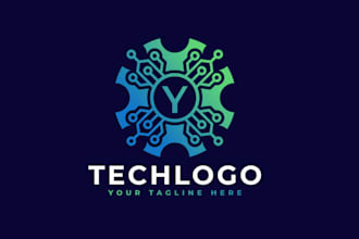 draw modern technology security and software logo
