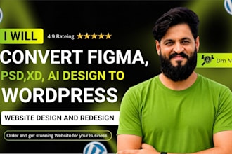 convert figma to wordpress, PSD to wordpress, figma to elementor pro using acf