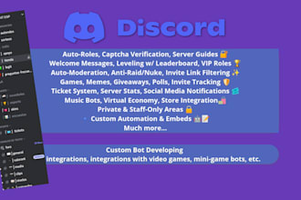 create discord server setup, nft, gaming, shop