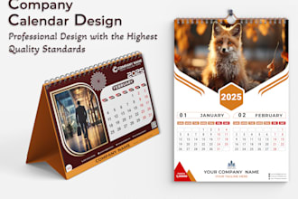 create a professional calendar design for your company with a modern look