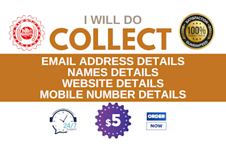collect email address, name, website, linkedin url, mobile number details