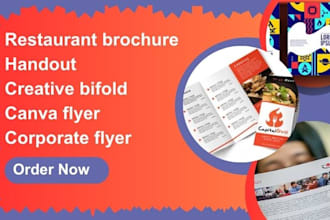 design corporate creative resturant canva handout single bifold brochure flyer