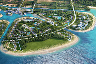 create professional 2d 3d site plan and master planning visualization renders