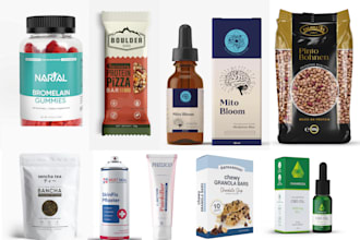 create minimalist food packaging, cbd product labels, and cosmetic box designs