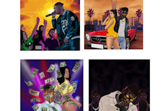 design hip hop album cover art, music cartoon cover artwork