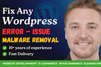 fix, customize wordpress, woocommerce, elementor pro issues bugs errors, malware