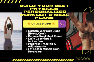 design monthly home or gym fitness programs with tailored diet plans