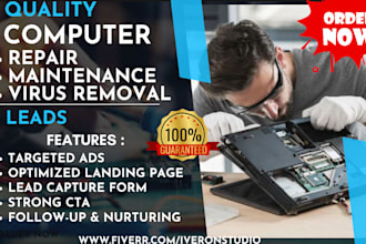 generate laptop desktop repair  maintenance virus removal leads sales funnel