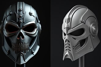 create 3d helmet, 3d mask, 3d armour, halloween mask, cosplay armor for 3d print