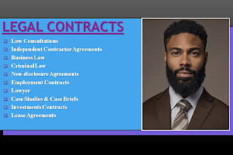 write legal contracts, agreements, nda and legal documents