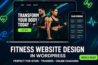design fitness website gym membership personal trainer website in wordpress