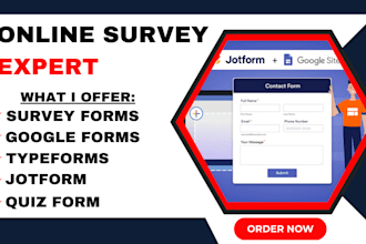 design responsive online form quiz survey using jotform, google forms, typeform