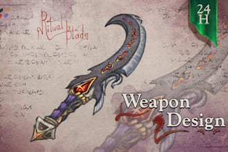 draw medieval fantasy weapon design for dnd or game