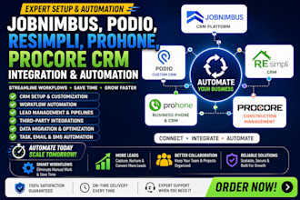 setup jobnimbus crm automation podio resimpli  prohone procore crm integration