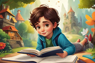 draw african american children story book illustration, and children book cover