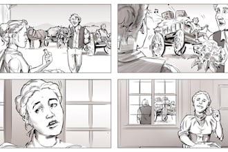 draw storyboard, line art, freestyle sketches, manga art for film, animation etc