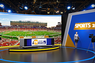 create and render 3d events stage design, studio, TV set