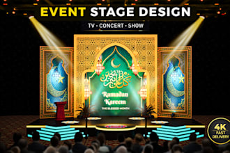 design 3d event stage, concert stage and TV studio set design