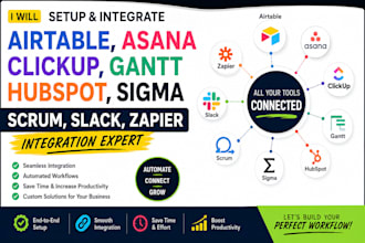 setup airtable asana clickup gantt hubspot sigma scrum slack zapier integration