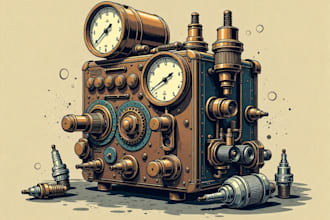 design weapon, device, and auto parts vector art illustration