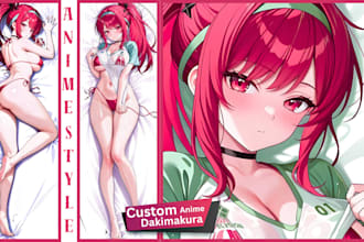 draw custom anime dakimakura art sfw nsfw dakimakura body pillow anime girl oc