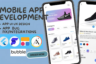 build mobile app with bubble flutter flutterflow adalo glide softr app ui design