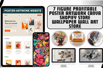 design profitable poster artwork canva shopify store wallpaper wall art dropship