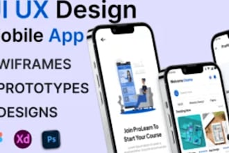 do wireframe design UX UI design and mobile UX UI mockup with figma