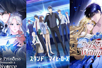design light novel anime webtoon book cover manhwa in anime manga style