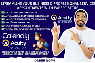 set up acuity scheduling calendly appointment booking mailchimp email workflow