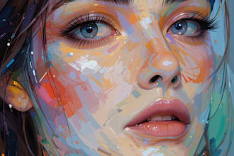 draw abstract art colorful digital oil painting portrait