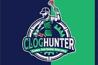 make mascot cartoon clog hunter plumbing logo