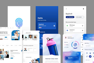 design website ui ux design, dashboard ui ux and app ui ux design in figma
