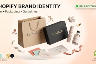 design shopify ecommerce brand identity kit with log and packaging