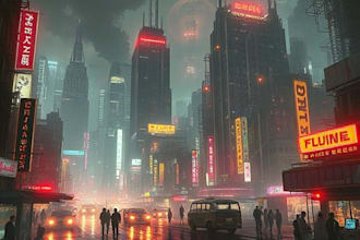 create science fiction, cyberpunk city fantasy art