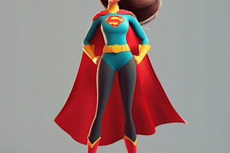 drawing custom superhero character in action