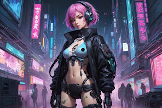 do a cyberpunk anime art
