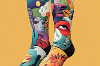 draw sublimation all type of unique socks design and pattern