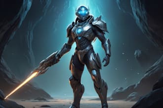 draw complete fantasy or sci fi concept character