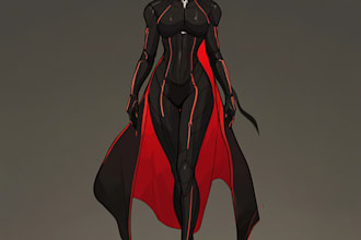 draw black and white comic superhero character line art