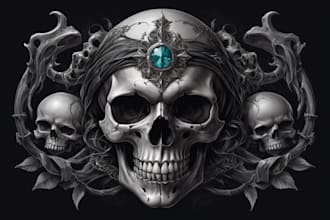 create dark art skull for your brand or band