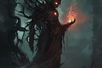 draw dark horror fantasy character art in black and white
