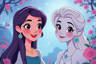 draw you a beautiful portrait in disney cartoon style