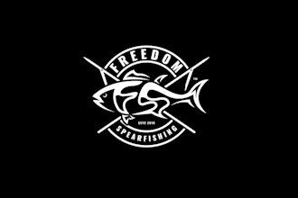 design freedom spearfishing brand logo