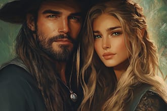 draw a beautiful couple portrait