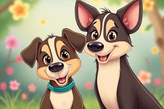 design a custom disney pet portrait illustration