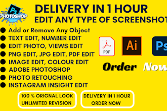 do edit any screenshot, instagram insight and photoshop work